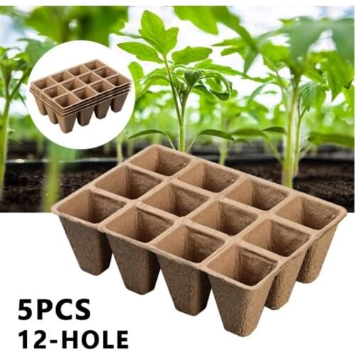 5pcs Disposable Paper Pulp Nursery Tray Gardener Plant Flower 12-hole Degradable Environmentally Friendly Nursery Pot