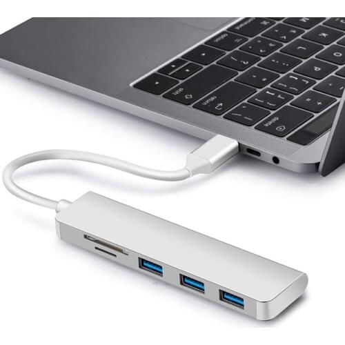 5-in-1 Type-C HUB Aluminiu Alloy USB-C Adapter USB 3.0 Port SD Card Reader For Chuwi AeroBook Plus Pro HeroBook Pro Laptap case