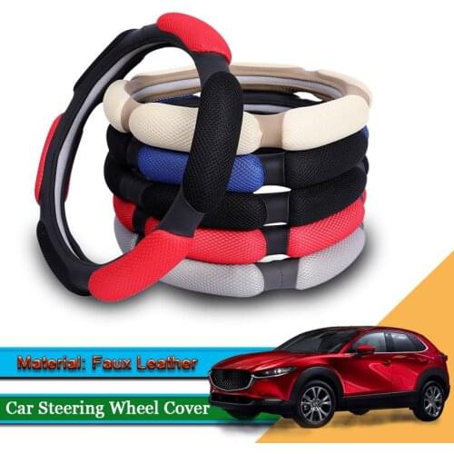 Car Styling Leather Car Steering Wheel Cover Car Steering-wheel Hubs Interior Automobiles Accessory For Mazda CX-30 2020-Present
