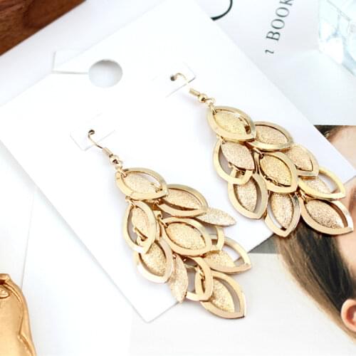 Fashion Long Statement Jewelry Sequin Leaf Tassel Long Drop Earring For Women Fashion Dangle Drop Party Jewelry Earrings Bijoux