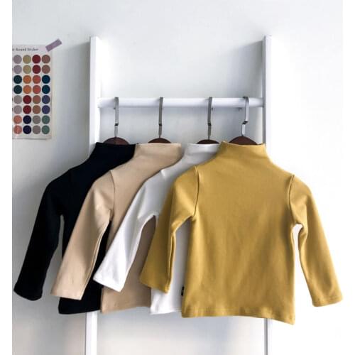 VIDMID Childrens bottoming Shirt Girls long sleeve high neck baby spring and autumn new cotton T-shirt solid color tops P5499