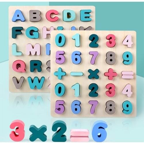 Baby Wooden ABC Letter Digital Puzzle Early Learning Alphabet Number Wood Jigsaw Toys for Children Cognitive Matching Board Gift