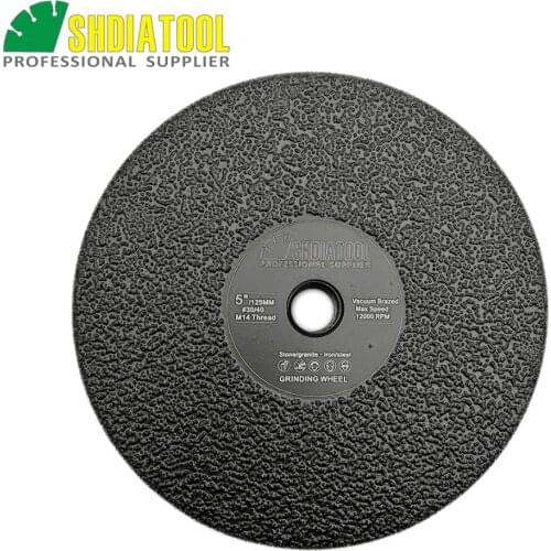 SHDIATOOL 1pc M14 Diameter 5"/125mm Vacuum Brazed Diamond Flat Grinding Wheel Grit #30 Grinder Disc Stone Grinding Disc