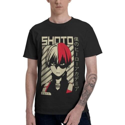Boku No Hero Academia Anime Tshirt Men Unique Tee Top 100% Cotton T Shirt Short Sleeve MHA Harajuku Manga Shoto Todoroki T-shirt