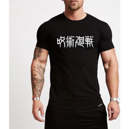 Harajuku Anime Jujutsu Kaisen T Shirts Man Tees Shirt Tops Design Cotton Black Short-Sleeved Aesthetic Japanese Anime T Shirt
