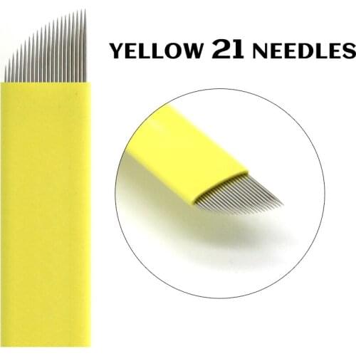 Microblading Needles 21 Needles Patterns Curve Microblades Permanent Makeup Manual Tattoo Blades Embroidery Tattoo Needles