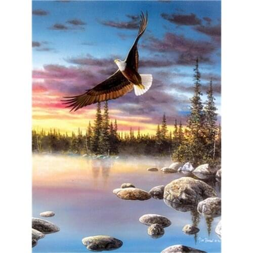 Gatyztory Eagle River Diy Painting By Numbers Animal Canvas Colouring Handpainted Artwork Frame Wall Decor