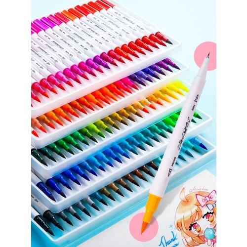 Drawing Brush Pens Watercolor Pen Fineliner Coloring Maker for school Dual Tip Art set Supplies markers manga colores liner