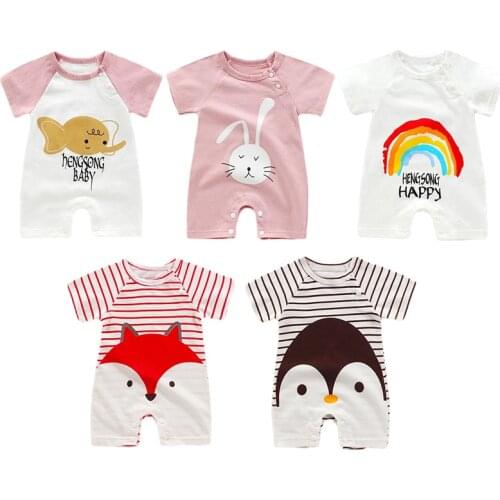 Melario Infant Jumpsuit Summer Romper Animal Print Girl Boy Cotton Suit Newborn Climbing Cartoon Rompers Baby Clothes