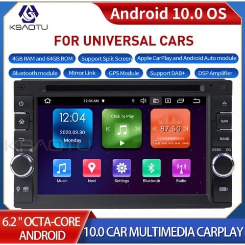 KSAOTU 6546 6.2" 8-Core Android 10.0 Car Stereo Carplay DSP DAB+ GPS WiFi USB DVB-T 4G TPMS Canbus OBD2 For Universal cars