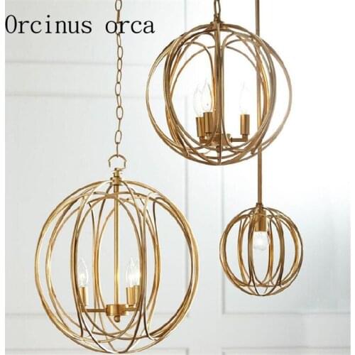 European style retro American village iron round birdcage chandelier bedroom restaurant creative art living room Chandelier