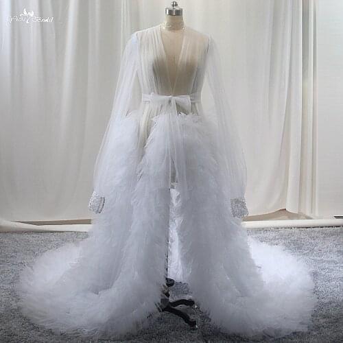 LZY026 Ivory Appliques Maternity Dress For Photo Shoot Long Sleeve Ruffled Maternity Gown Designer Shooting Dress Evening Dress