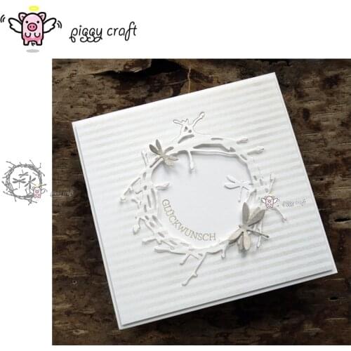 Piggy Craft metal cutting dies cut die mold Dragonfly grass ring Scrapbooking Album Embossing Paper Cards Making Crafts Die