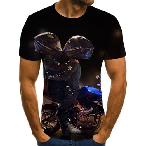 Mens 3D printed T-shirt personalized motorcycle pattern T-shirt short sleeve casual T-shirt 2021 new summer fashion T-shirt