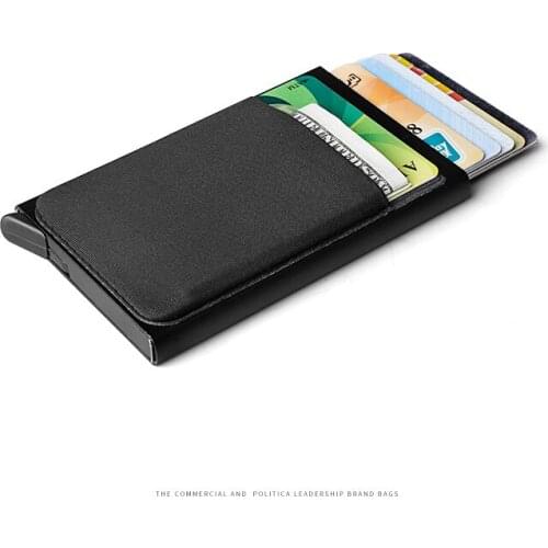 Men Aluminum Wallet With Back Pouch ID Card Holder RFID Protection Mini Metal Automatic Pop up Credit Card Case Coin Purse