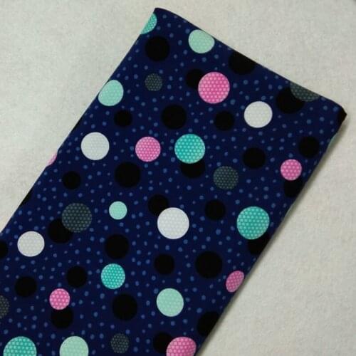 Soft Smooth Navy Blue Colorful Big Small Polka Dot Printed Polyester Fabric 50x140cm Dot Fabric Patchwork for Cloth Dress