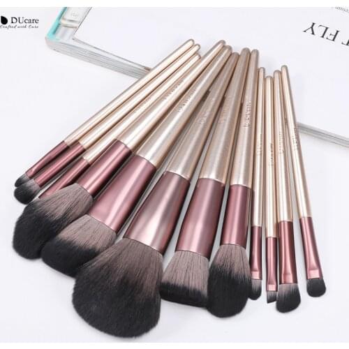 DUcare Professional 12Pcs Makeup Brush Set Synthetic Hair Foundation Contour Eyeshadow Eyebrow Concealer Cosmetics Make Up Tools