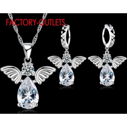 925 Sterling Silver Bridal Jewelry Sets Austrian Crystal Water Drop Necklaces Hoop Earrings Women Girls Engagement Anniversary