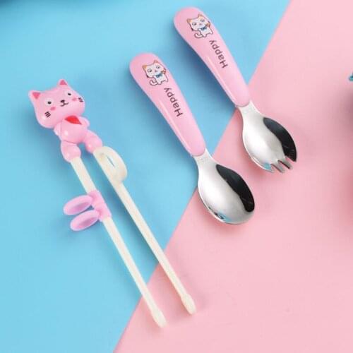 Children Gold Cutlery Set Forks Knives Spoons Stainless Steel Dinner Dinnerware Set Fork Spoon Knife Chopsticks Set Dropshipping