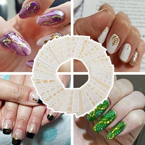 30Pcs/set Gold Silver Diy Nail Sticker Feather Flower Art For Nails Stickers Nail Decoration Design Manic Decal Spider Nail N2V1