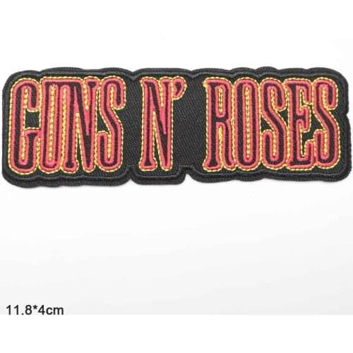 Gun N and Roses Letters Iron On Embroidered Clothes Patches For Clothing Stickers Garment Wholesale