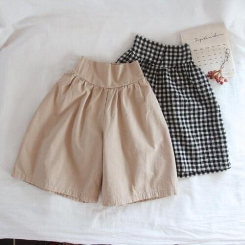 2021 new girls boys plaid long pants cotton linen summer cool kids pants