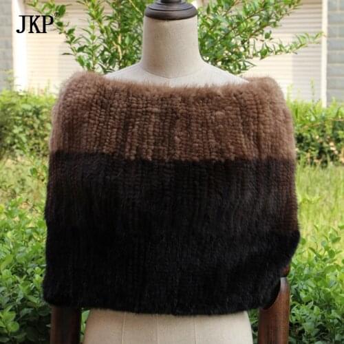 2021 new winter knit mink collar style shoulder high quality elegant womens fashion solid color cold clothes five colors