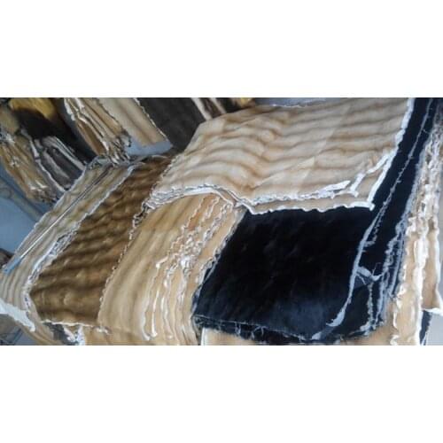 New arrival natural weasel fur plate black yellow skunk pelt