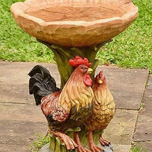 Resin Cock Birdbath Garden Decoratioon Art Hens Decor Polyresin Antique Bird Bath Mini Small Fountain For Home Garden Yard