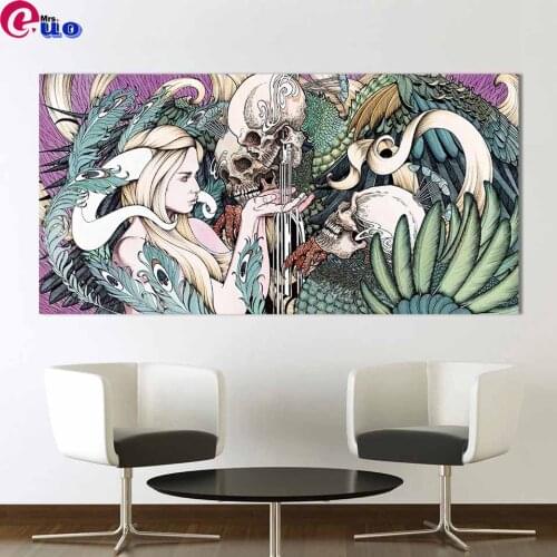 Full Square/Round Drill 5D DIY Diamond Painting "Girl Skull Fantasy Pictures" 3D Embroidery Cross Stitch 5D Home Decor