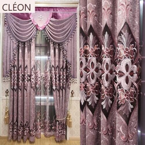 Luxury European Style Curtains for Living Room Luxury High-end Semi-shading Villa Floor ceiling Embroidery Curtains for bedroom