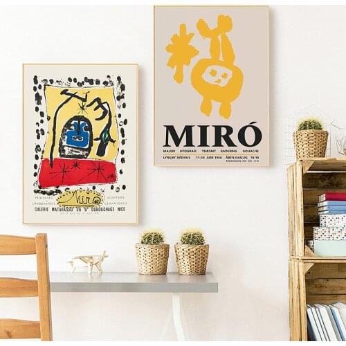 Nordic Vintage Abstract Posters and Prints Famous Joan Miro Exhibition Painting Wall Art Pictures Bedroom Readroom Home Decor