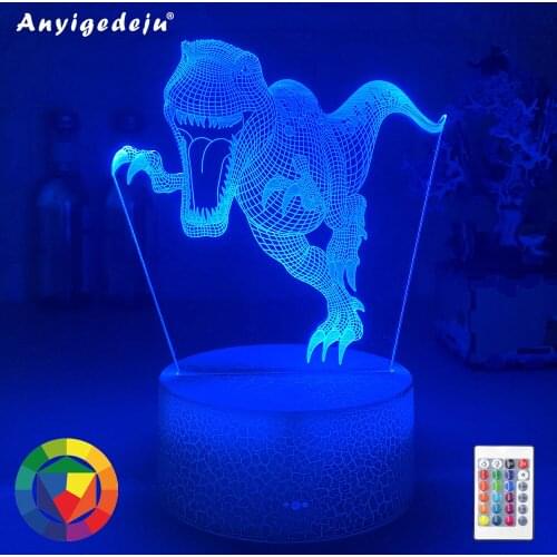 3D Dinosaur Night light LED 7 colors USB Button Acrylic optic lights decor Nights lamps kids gifts for baby child DIY design