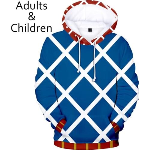 New 3D JOJO fantastic adventure character men and women hoodie childrens sweatshirt autumn winter boys and girls blue pullover