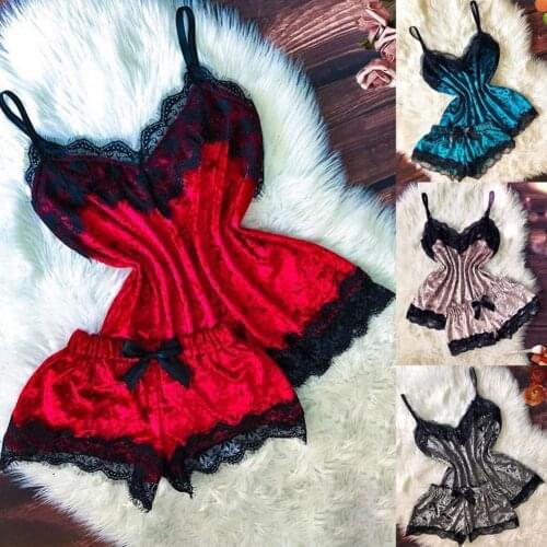 1 Set 2pcs Lace Sleepwear Women Beach Dress Lingeries Night Short Sleeveless Ladies Satin Nightgown Through La Sleepwear