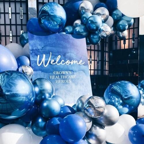 10/21pcs Chrome Metallic Blue Balloon Arch Garland Kit Transparent Confetti Balloon Wedding Birthday Rose Gold Party Decoration