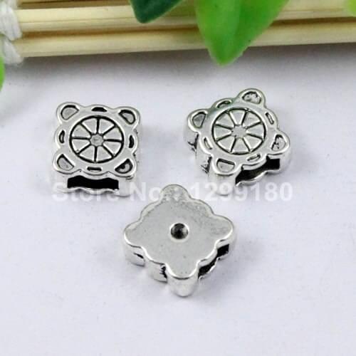 20pcs Fashion Square Flower Slider for Bracelet Necklace Cord Beads watch Chain Beads DIY Making Accessory 11x11mm Hole:6x2mm