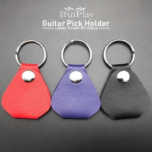 30Pcs/120pcs Guitar Pick Holder Bag High Quality Leather with Key Chain Guitar Picks Plectrums Case Bag Wholesale