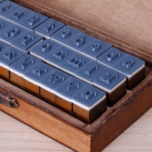 YYSD 30pcs Retro Alphabet Letter Uppercase Lowercase Wooden Rubber Stamp Set Craft