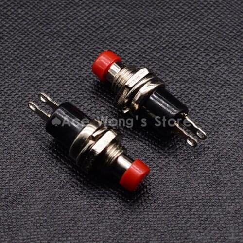 5PCS/lot 7mm Thread Red 2 Pins Momentary Push Button Switch PBS-110
