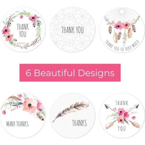 50-500pcs Thank You Sticker 6 Design Floral Packaging Label Christmas Gift Decoration Sticker Scrapbook Stationery Sticker