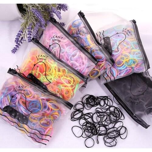 500PCS/Set Girls Cute Ring Disposable Elastic Hair Bands Children Scrunchies Ponytail Holder Rubber Bands Kids Hair Accessories