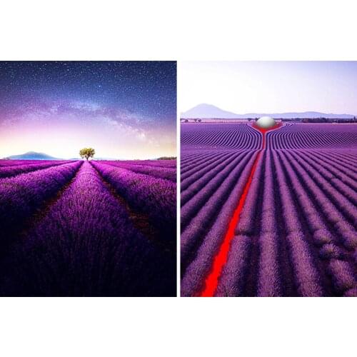 5D DIY Diamond Painting Lavender Landscape Flower Square/Round Diamond Embroidery Painting Cross Stitch Mosaic Home Decoration