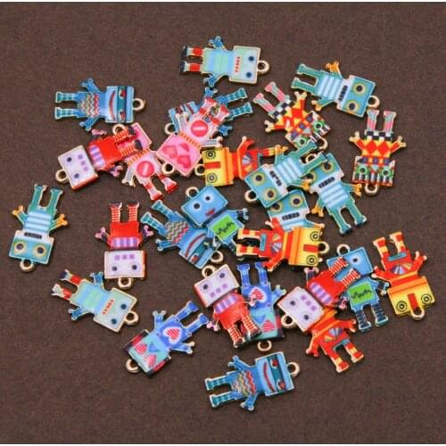 5pcs 14*22mm Korea DIY jewelry enamel robot charms printing patterned alloy alien Pendant Bracelet accessories fashion material