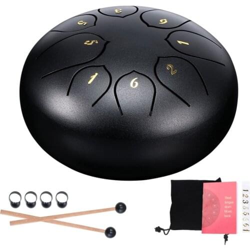 Tongue Drum 6 Inch 8 Tune Steel Hand Pan Drum Tank Drums With Drumsticks Carrying Bag Percussion Instruments Handpan Gift