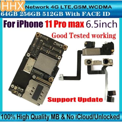 Free shipping Unlocked For iPhone 11 Pro Max 6.5 inch motherboard With Face ID logic board Full chips IOS System Support Update