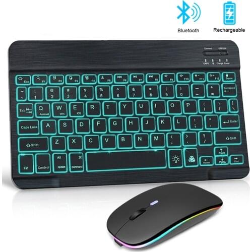 Mini Bluetooth Keyboard and Mouse ipad Wireless Backlit Keyboard for Tablet Rechargeable Spanish keyboard for cell phone laptop