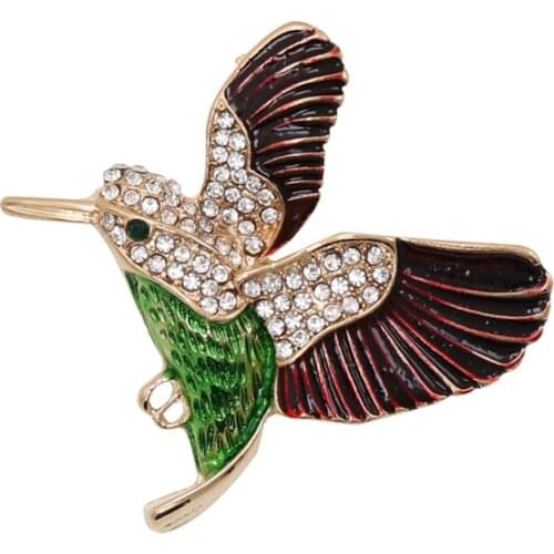 OneckOha Rhinestone Bird Brooches Enameled Animal Eagle Pin Womens Garment Accessories
