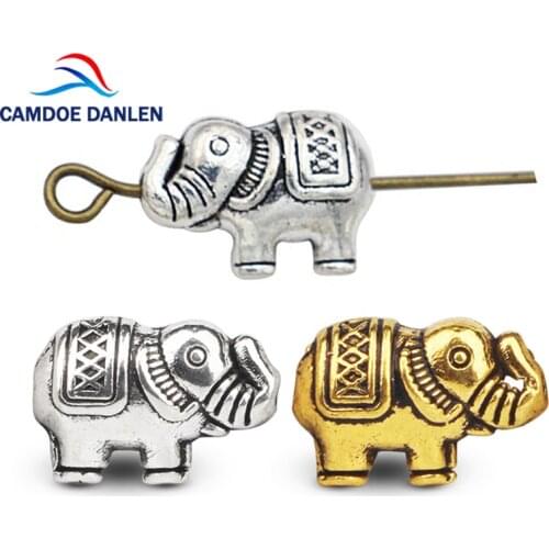 CAMDOE DANLEN Spacer Metal Beads for Jewelry Making Gold Silver Plated Elephant Beads 9*13MM DIY Jewelry Accessories Handmade