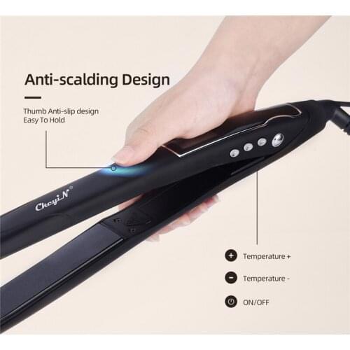CkeyiN LCD Display Hair Straightener Curler Vibration Ceramic Adjustable Temperature Flat Irons Fast Heat Hair Care Styling Tool